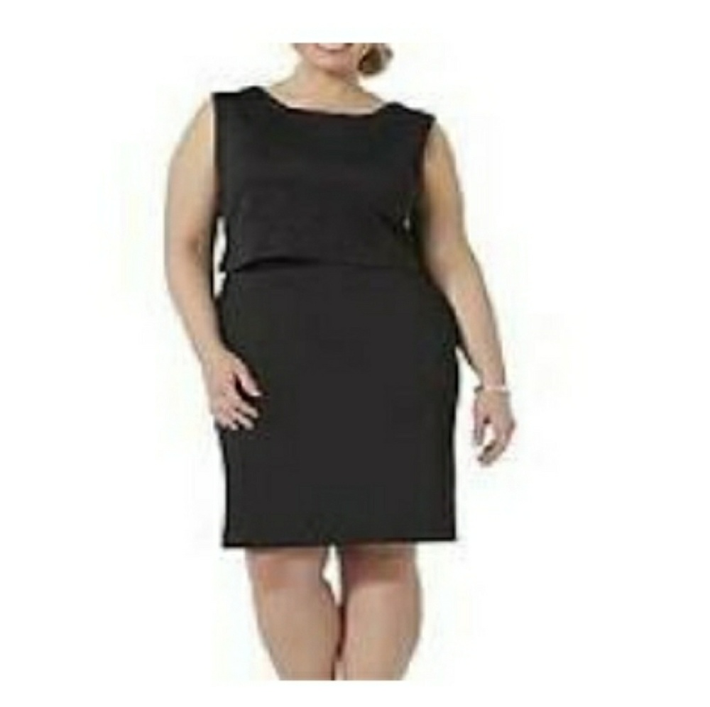 Metaphors Twofer Popover Sheath Dress LBD 3X NWT